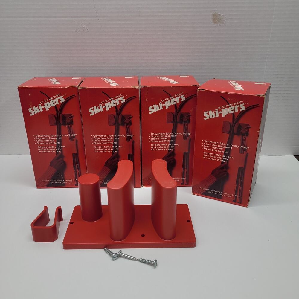 Lot Of 4 New Ski-pers Ski Storage System Sun Products Holds Skis Poles in Garage